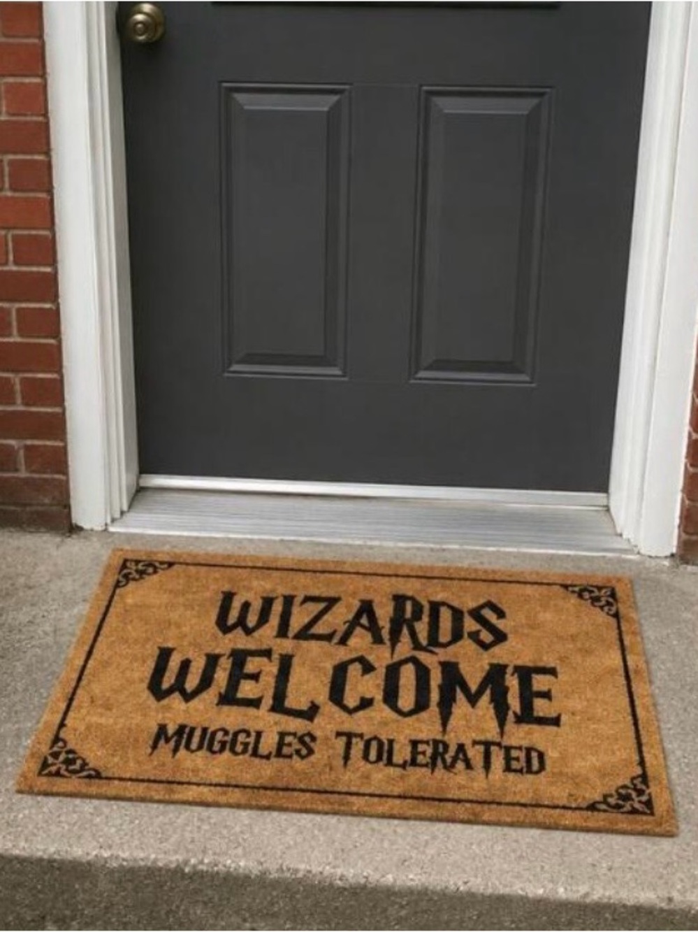 Wizards Welcome Coir Doormat - Natural Brown with Black Print